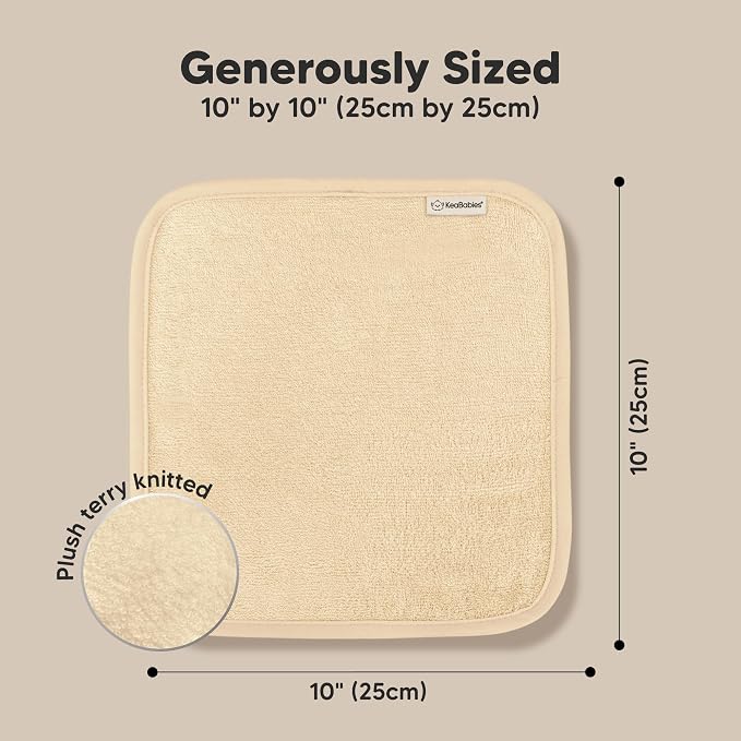 6-Pack Baby Washcloths, Soft Absorbent Washcloths for Face, Body (Khaki) | Viscose from Bamboo Washcloths, Baby Towels, Newborn, Kids, Toddlers, Infant, Gentle on Sensitive Skin, 10x10, Reusable