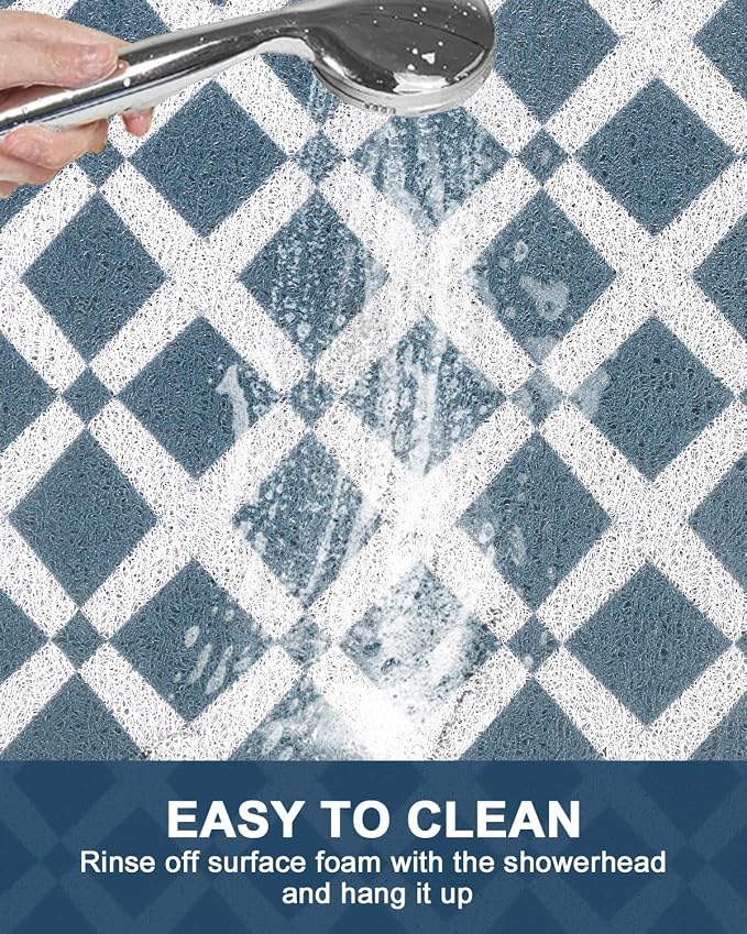 Shower Mat Non Slip - Quick Drying Anti Slip Shower Mats for Inside Shower, Soft PVC Loofah Foot Scrubber Mat, Extra Large Bath Mat for Shower, Tub, Bathroom, Floor, Kitchen, Home, Pool, Hotel