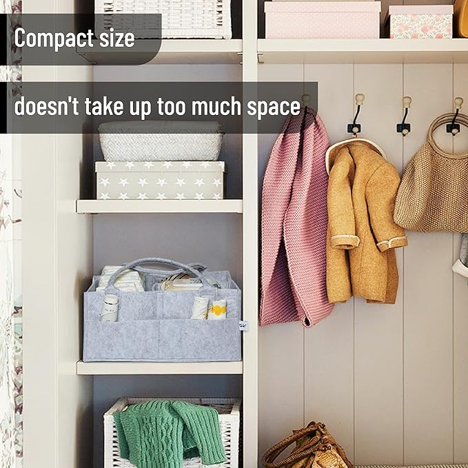 Mr. Pen- Baby Diaper Caddy Organizer, Gray, Large | Nursery Storage Bin and Car Organizer for Diapers and Baby Wipes