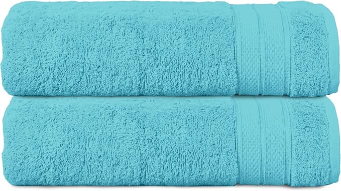 Elegant Comfort Three Line Popcorn Towel Set for Bathroom 27 x 54 inches, Premium Hotel Quality 2-Pack Bath Towels, 100% Turkish Cotton, Soft and Durable, Quick Dry and Highly Absorbent, Aqua