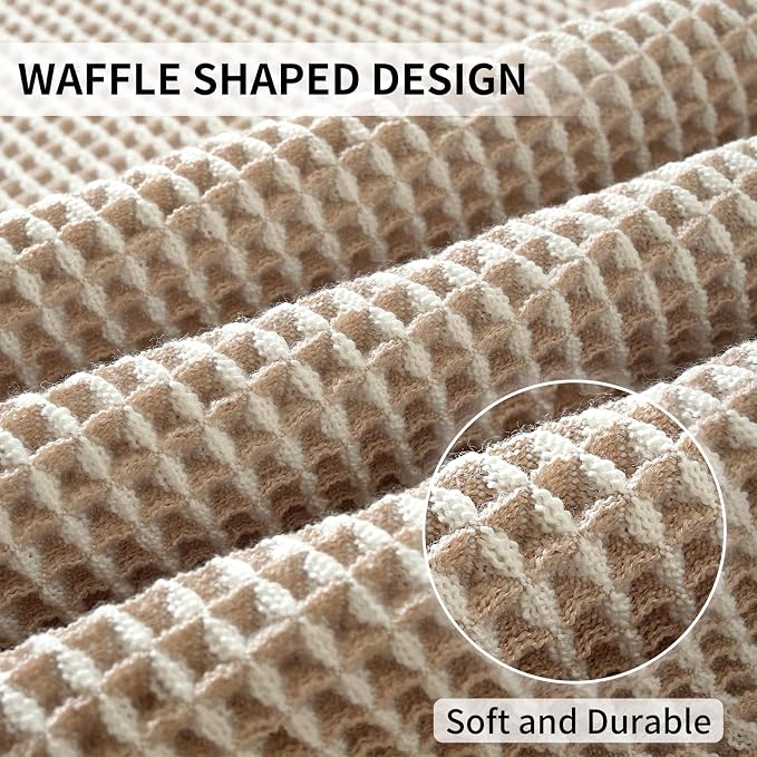 Waffle Bath Mat - Super Water Absorbing Bath Mat Quick Dry, Bathroom Rugs Non Slip Washable, Rubber Backed Bathroom Mat for Bathroom Floor, Tub and Shower, 17" x 24", Brown & White