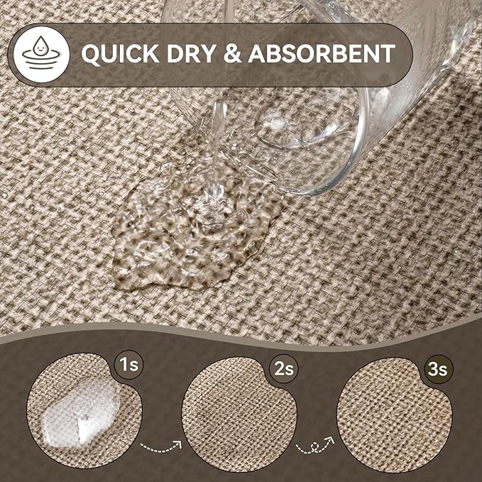 YDKGL Bathroom Rugs Mat 20x31, Ultra Thin Non Slip Bath Mats for Bathtub Quick Dry Absorbent Rubber Bathroom Mat Fit Under Door, Washable Half Round Bath Rugs, Beige Brown