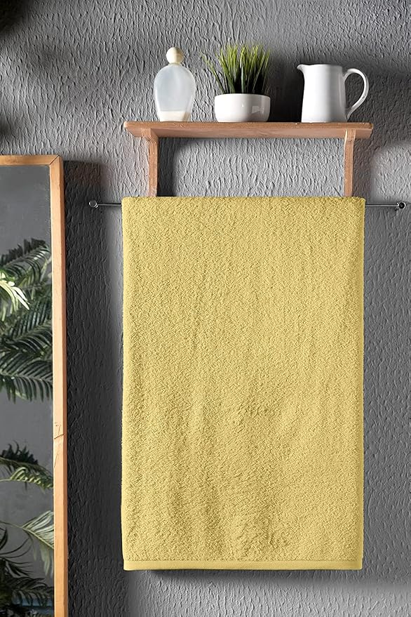 Nine West Oversized Luxury Terry Bath Sheet - Soft, Plush & Dense Extra Large Jumbo Towel Hotel Quality, 6 GSM 1% Turkish Cotton Unisex, Super Absorbent Elegant Yellow, 4x8 Inch
