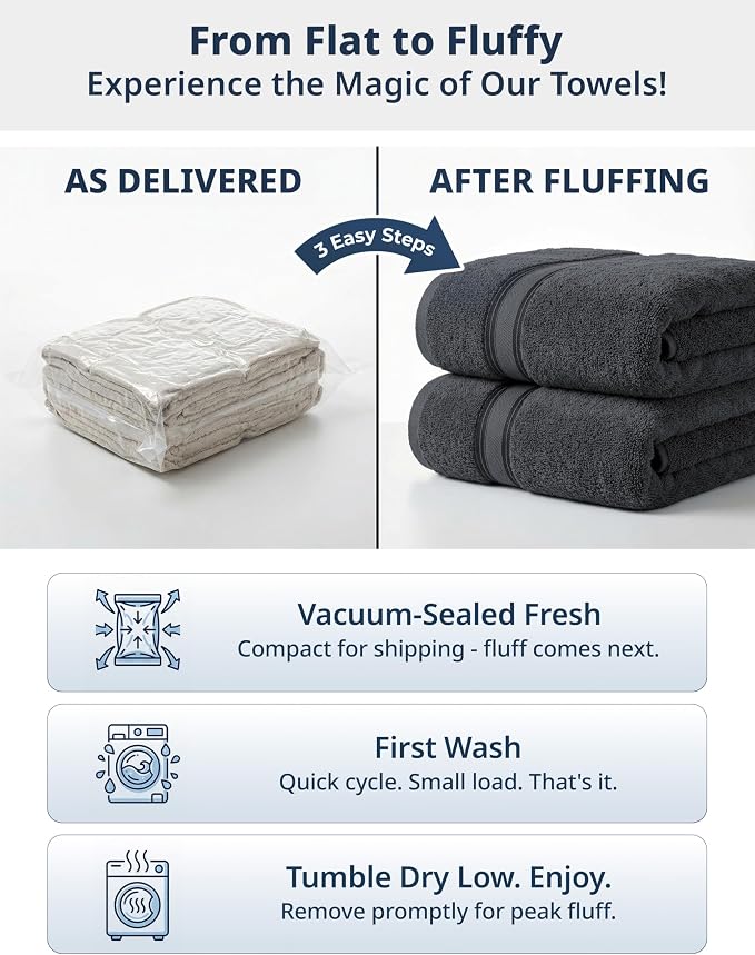 LANE LINEN 100% Cotton 4 Pack Bath Towels Set (28"x54") - Zero Twist, Large Cotton Towels for Bathroom - Quick Dry, Soft & Absorbent Bath Towel Set - Remains Soft After Multiple Washes - Cool Grey