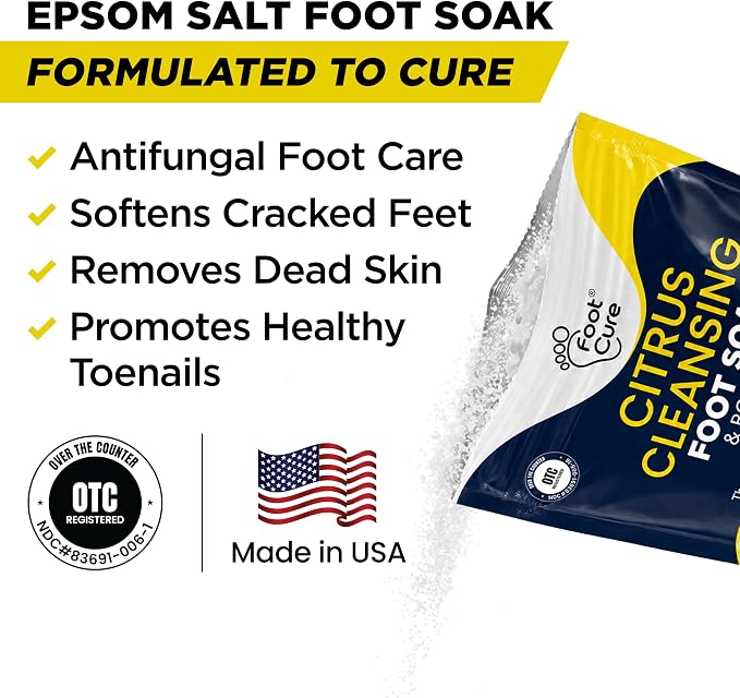 FOOT CURE Citrus Detox Foot Soak with Epsom Salts – for Foot Callus, DaMaged Toenail Appearance, Pedicure Spa, and Soothing Sore, Tired Feet - 16 oz (Pack of 1)