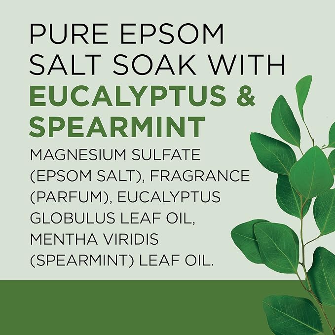 Dr Teal's Epsom Salt Magnesium Soak, Relax & Relief with Eucalyptus & Spearmint Essential Oils, 3 lbs
