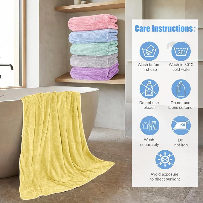Newwiee 6 Pcs Oversized Bath Towels 40 x 80 Inches Extra Large Jumbo Bath Sheets Beach Towels for Adults Soft Quick Dry Highly Absorbent Microfiber Shower Towel with Hanging Loop(Pastel Color)