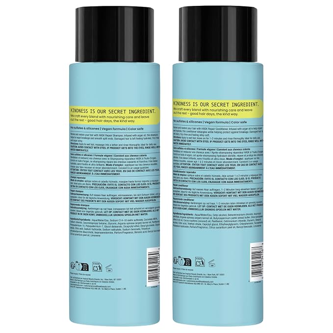 HASK Repair + Argan Oil Shampoo + Conditioner Set | Strengthen & Restore Dry, Damaged Hair | 16oz each, 2 Pack
