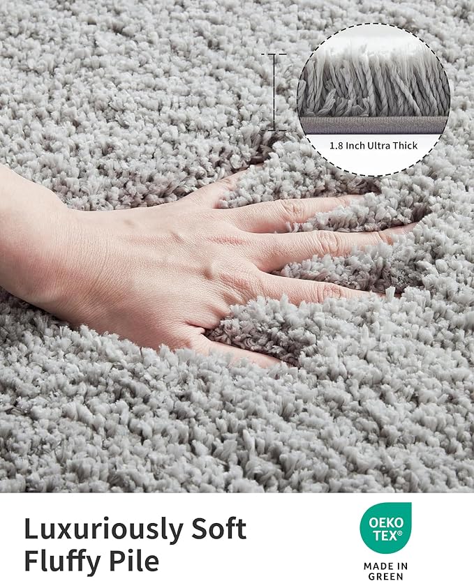 ILANGO Grey Bathroom Rugs 70" × 24" Non Slip & Super Absorbent Extra Thick Soft, Washable Bath Carpet Runner for Floor, Microfiber Plush Shaggy Bath Mats with Rubber for Bedroom Bathtub Shower Room