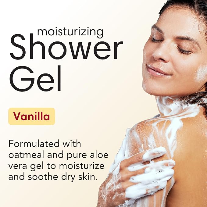 ShiKai Daily Moisturizing Shower Gel (Vanilla, 1 gallon) | With Hydrating Aloe Vera & Oatmeal | Scented Body Wash for Dry Skin Relief