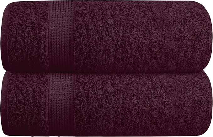 Belizzi Home Cotton 2 Pack Oversized Bath Towel Set 28x55 inches, Large Bath Towels, Ultra Absorbant Compact Quickdry & Lightweight Towel, Ideal for Gym Travel Camp Pool - Burgundy Red