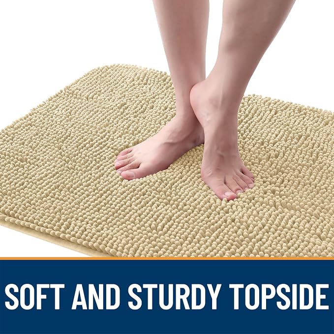 OLANLY Dog Door Mat for Muddy Paws 50x30, Absorbs Moisture and Dirt, Absorbent Non-Slip Washable Doormat, Quick Dry Chenille Mud Mat for Dogs, Entry Indoor Entryway Carpet for Inside Floor, Sand