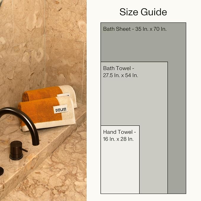 Everlayer Luxury Bath Sheets - Reversible 2 in 1 Design, 35"x 70", Sets of 2, 550 GSM - 100% Combed Cotton, Ultra Soft, Thick Bath Sheets, Made in Portugal (Amber Charcoal-Janus)