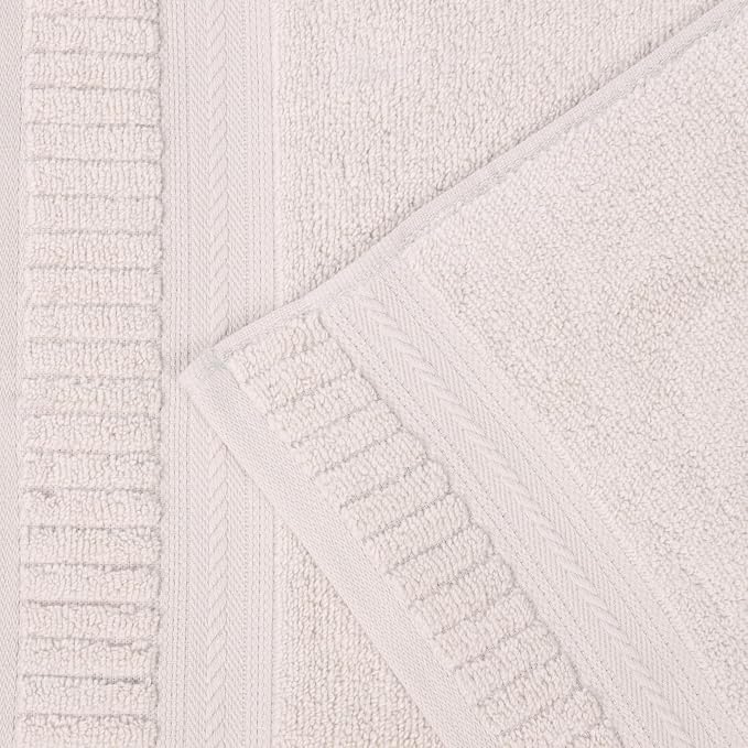Superior Venice Zero Twist Cotton Medium Weight Towels, for Guest Bath, Bathroom, Shower, Spa, Plush Towels, Bath Essentials, Ribbed Textured Border, 8 Piece Assorted Towel Set, Silver