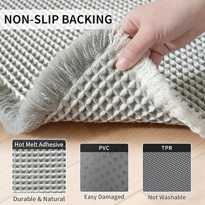 Waffle Bath Mat - Super Water Absorbing Bath Mat Quick Dry, Bathroom Rugs Non Slip Washable, Rubber Backed Bathroom Mat for Bathroom Floor, Tub and Shower, 24" x 36", Light Grey & White