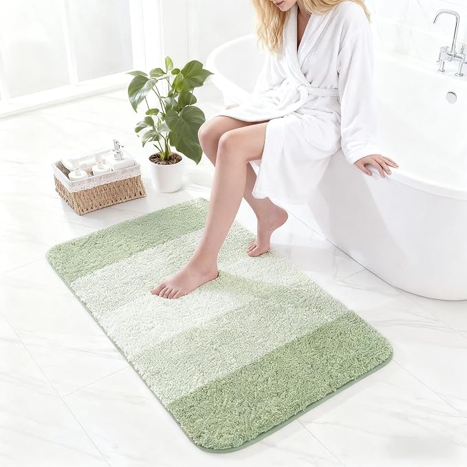 Exclusivo Mezcla Bathroom Rugs Mat 24x36, Extra Soft Non Slip Absorbent Microfiber Bath Rugs, Machine Washable Quick Dry Bath Mats for Bathroom Floor, Shower, Home Decor, Gradient Green