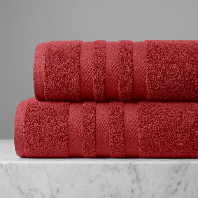 RIVERSIDE Pack of 2 Extra Large Bath Sheets 35 x 70 Inches, 100% Ring Spun Cotton, Hotel Quality, Oversized Bath Towels for Adults, Soft, Highly Absorbent & Quicker to Dry, Red