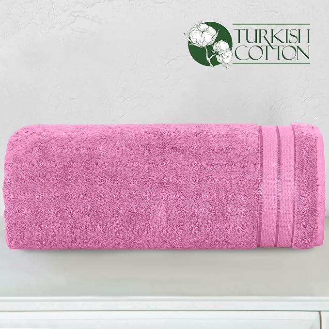 Elegant Comfort Three Line Popcorn Extra Large Luxury Bath Towel - 40" x 80" inch, Premium Hotel Spa Quality 1 Piece Oversized Bath Sheet 100% Turkish Cotton Super Soft Highly Absorbent, Light Pink
