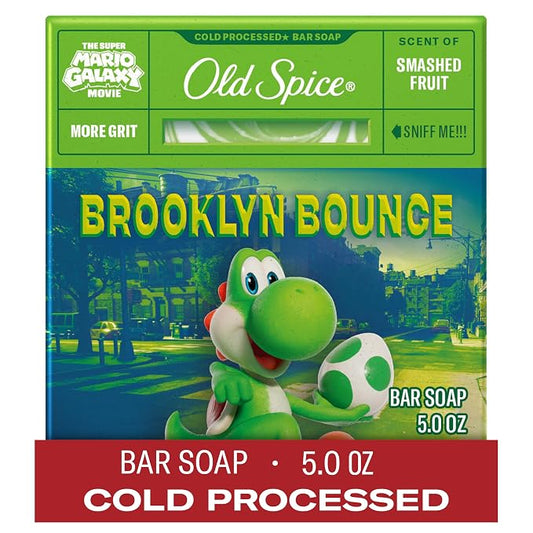 Old Spice Bar Soap for Men, x The Super Mario Galaxy Movie, Cold Pressed with Grit, Made with Natural Oils & Plant Based Cleanser, Smashed Fruit with Passion Fruit & Sunshine Scent, 5.0 oz