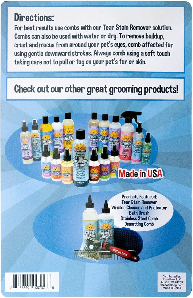 Bodhi Dog Tear Stain Remover Combs - Clean Crust, Dirt & Buildup Around Pet Eyes - Gentle, Durable, Easy-to-Use Grooming Tool for Dogs & Cats - Ideal for All Fur Types & Coats (Set of 2)