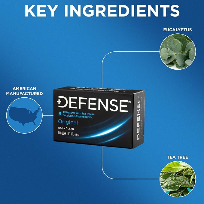 Defense Soap 2pk All Natural Tea Tree Bar Soap for Men | Made by Wrestlers with Tea Tree Oil & Eucalyptus Oil to Promote Healthy Skin