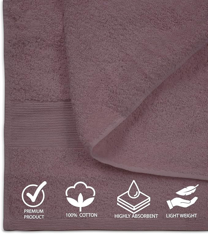 100% Cotton Luxury Bath Sheets - Pack of 2 (35" x 70") | Super Soft, Quick-Dry & Highly Absorbent Towels for Bathroom, Home, Spa & Gym (Purple Ash)