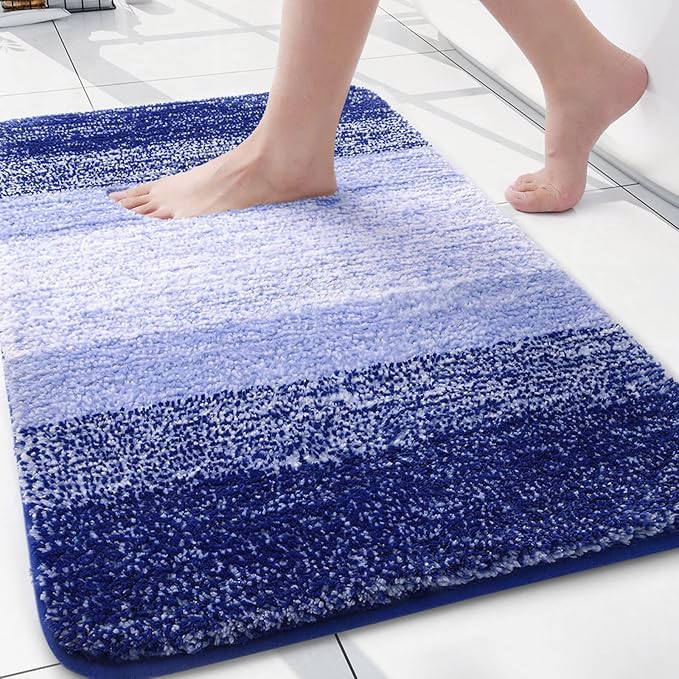 Arotive Microfiber Bathroom Rugs, Shaggy Soft and Absorbent Contour Toilet Rugs, Thick Plush Machine Washable Dry Bath Mats for Toilet Base, 24x16, Blue-Violet, Rectangular