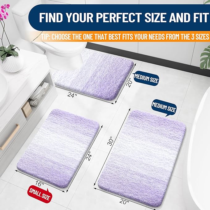 OLANLY Bathroom Runner Rugs Mat 47x17, Extra Soft Absorbent Microfiber Bath Rug, Rubber Backing, Quick Dry, Washable Long Bath Mats for Bathroom, Tub and Shower, Home Decor Accessories, Light Purple