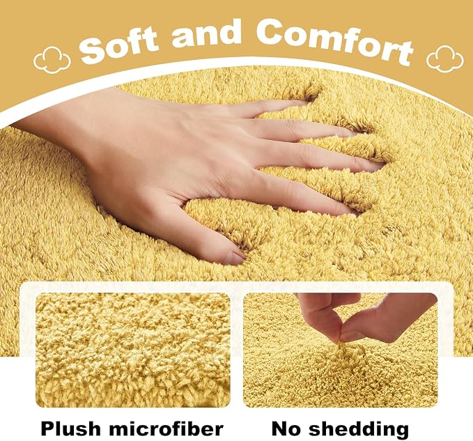 TYUU Yellow Bathroom Rugs, Ultra Soft Bath Rugs Non Slip Washable, Super Absorbent Quick Dry Small Bath Mat with Rubber Backing for Bathroom Floor, Shower, or Sink, Yellow 16" x 24"