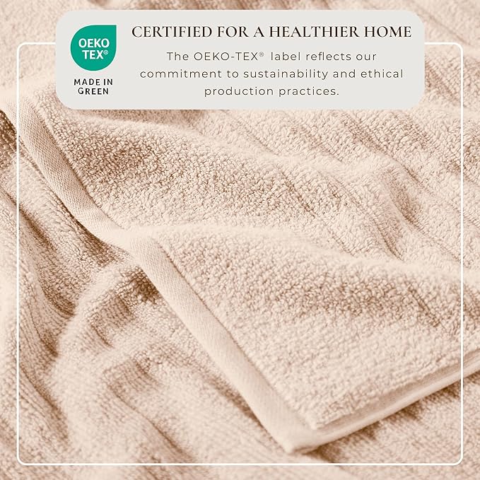 Great Bay Home Bath Towel Set - 100% Cotton 6 Piece Towel Set - Absorbent & Quick-Dry Towels for Bathroom (Pink Sand)