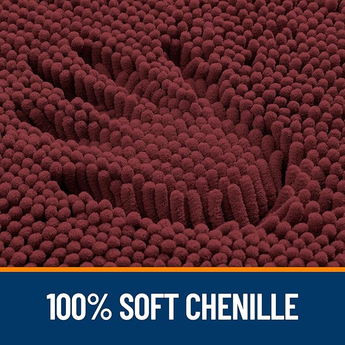 OLANLY Toilet Rugs U-Shaped 20x20, Extra Soft Absorbent Chenille Contour Bathroom Rugs for Toilet, Dry Quickly, Machine Washable, Non-Slip Bath Mat, Andorra Red-Brown