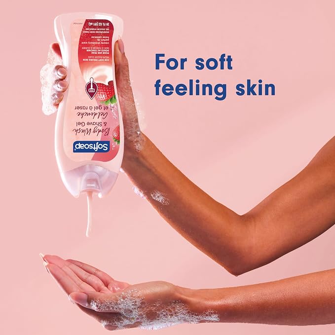 Softsoap Moisturizing Body Wash and Shave Gel, Helps Razor Glide, Creamy Strawberry Scent, 20 fl oz