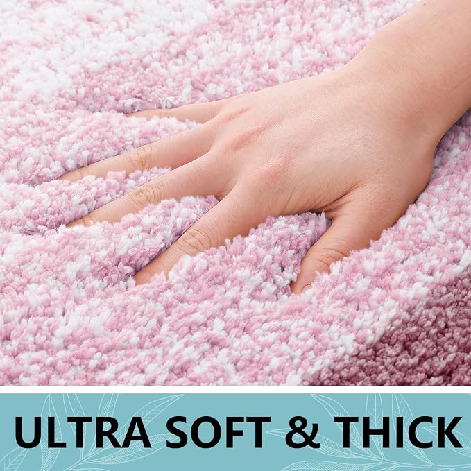 Arotive Microfiber Bathroom Rugs, Shaggy Soft and Absorbent Bath Rug, Thick Plush Machine Washable Dry Bath Mats for Bathroom, Tub and Shower, 24x16, Mauve, Rectangular