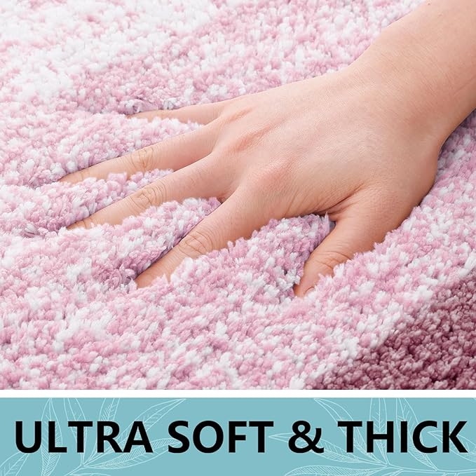 Arotive Microfiber Bathroom Rugs, Shaggy Soft and Absorbent Bath Rug, Thick Plush Machine Washable Dry Bath Mats for Bathroom, Tub and Shower, 47x24, Mauve, Rectangular