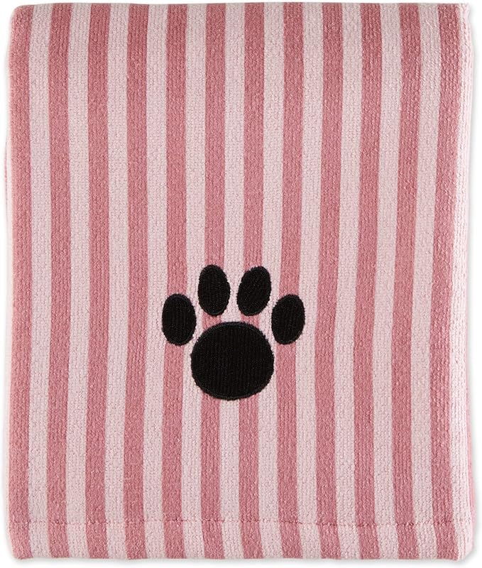 Bone Dry Pet Grooming Microfiber Towel, Striped Collection, X-Large, 41x23.5", Rose