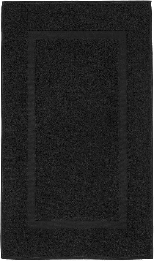 100% Cotton Bath Mats for Bathroom Floor Set of 2 Pack, 20x34 Soft Absorbent Washable Quick Dry Tub Bathmat, Black
