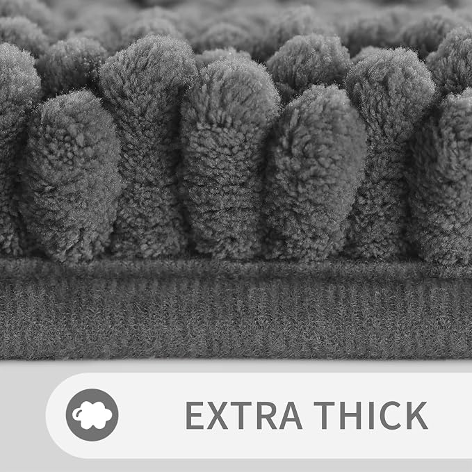 Yimobra Toilet Rugs U Shaped Washable 24 x 20, Non Slip and Super Absorbent Toilet Mat, Quick Dry, Ultra Luxury Microfiber Chenille Plush Fluffy Contour Bath Rugs for Toilet Base, Dark Gray