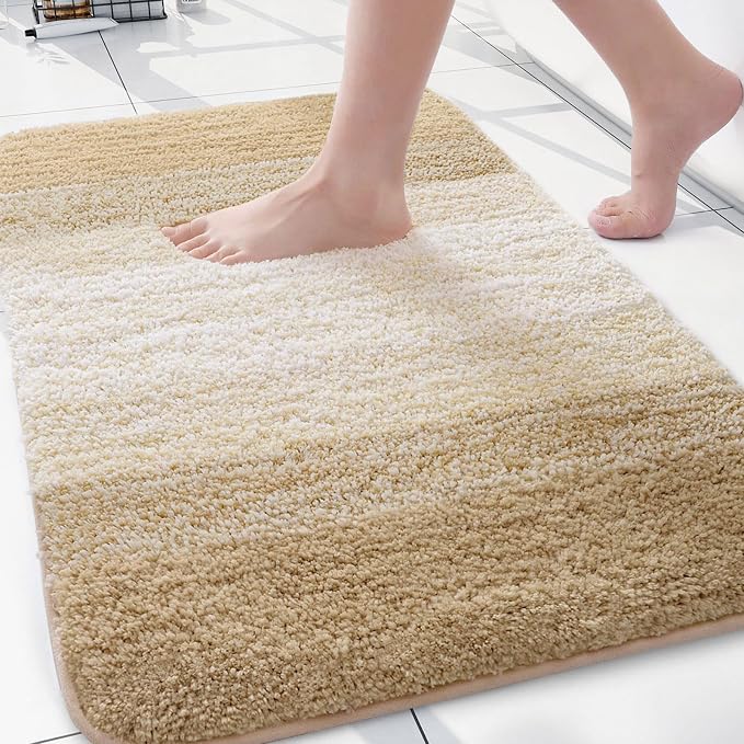 Arotive Microfiber Bathroom Rugs, Shaggy Soft and Absorbent Bath Rug, Thick Plush Machine Washable Dry Bath Mats for Bathroom, Tub and Shower, 30x20, Camel, Rectangular