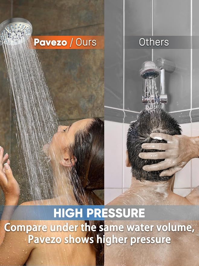 High Pressure Handheld Shower Head with Filter & ON/OFF Switch, Modern Nickel