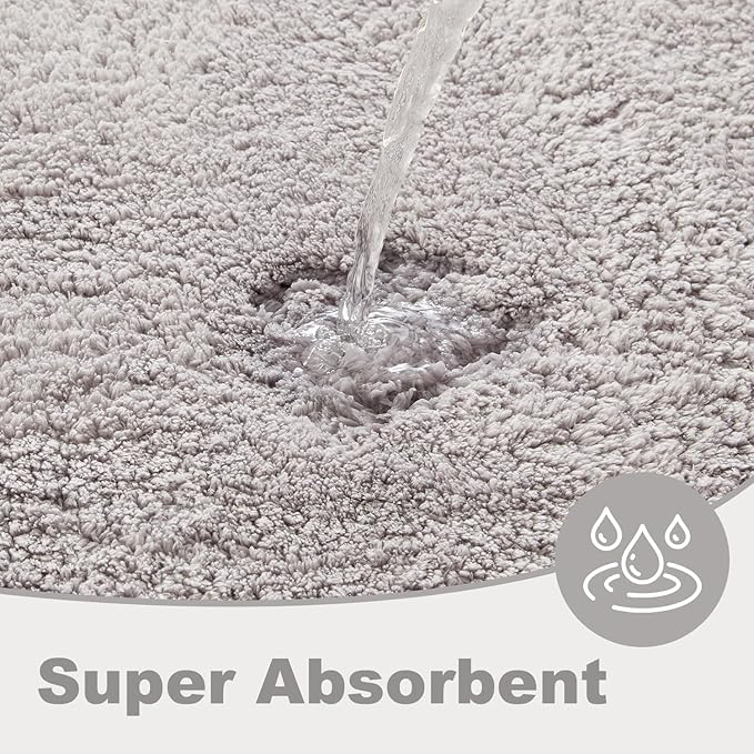 TYUU Bathroom Rugs Non Slip Washable, Ultra Soft Super Absorbent Quick Dry Small Bath Mat with Rubber Backing for Bathroom Floor, Shower, or Sink, Light Grey 24" x 48"