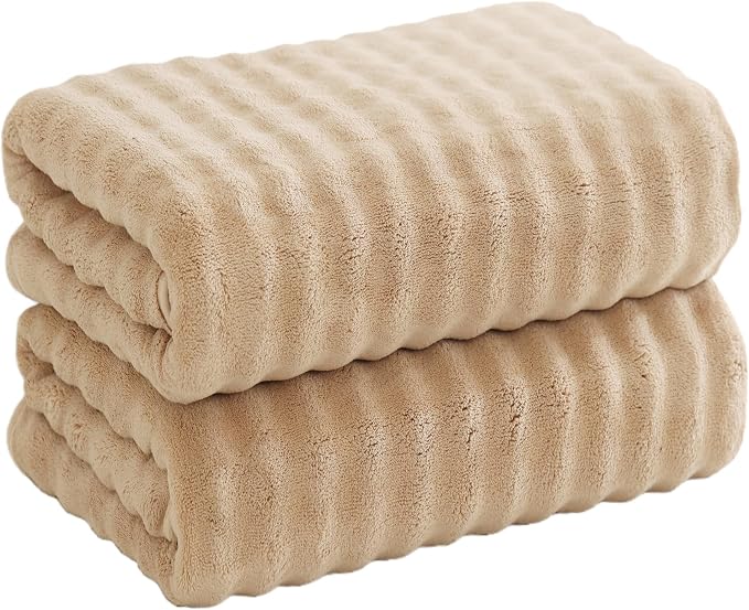 Bath Sheets 40x80 Inches Microfiber Extra Large BathTowels Super Soft Absorbent Quickly Dry Shower Towels for Bathroom (Beige,PK 2)