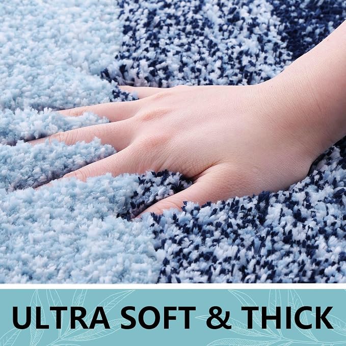 Arotive Microfiber Bathroom Rugs, Shaggy Soft and Absorbent Bath Rug, Thick Plush Machine Washable Dry Bath Mats for Bathroom, Tub and Shower, 24x24, Dark Blue, Round