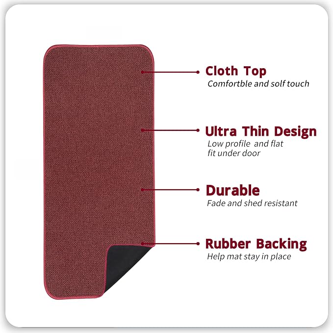 Bosap Bath Mat,Ultra Thin Bathroom Runner Rugs,Large Bath Mats for Bathroom,Quick Dry,Non-Slip,Machine Washable,Low Pile,Bath Rug,Shower Outside,Sink,Home Decor Accessories.Red,（17x59inch）
