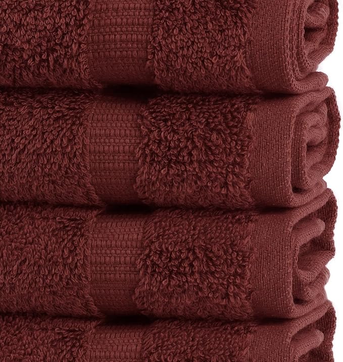 Chakir Turkish Linens 12 Piece Washcloth Set, 100% Cotton Luxury Turkish Washcloths for Bathroom, Soft Absorbent Washcloths, 13 x 13 Inches, Cranberry