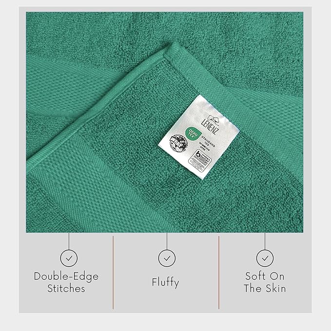 Luxury Bath Towels - 4 Pack Ultra Soft and Absorbent Cotton Bath Towels for Bathroom, Spa, and Hotel Use - Quick-Dry and Durable Towels Set 27x54'' (Dark Green)