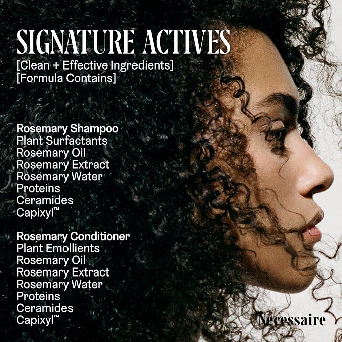 Nécessaire Rosemary Hair Duo | Multi-Protein Strengthening Rosemary Shampoo and Conditioner Set For Thinning Hair. For Women + Men. Free Of Sulfates. Color-Safe. 500 ml / 16.9 fl oz
