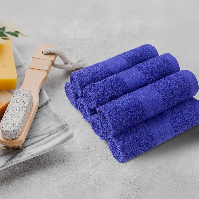 Amazon Basics Highly Absorbent Fast Drying 100% Cotton Washcloths for Face, Soft, Machine Washable, Fade-Resistant, 12" x 12", Navy Blue,(Pack of 144)