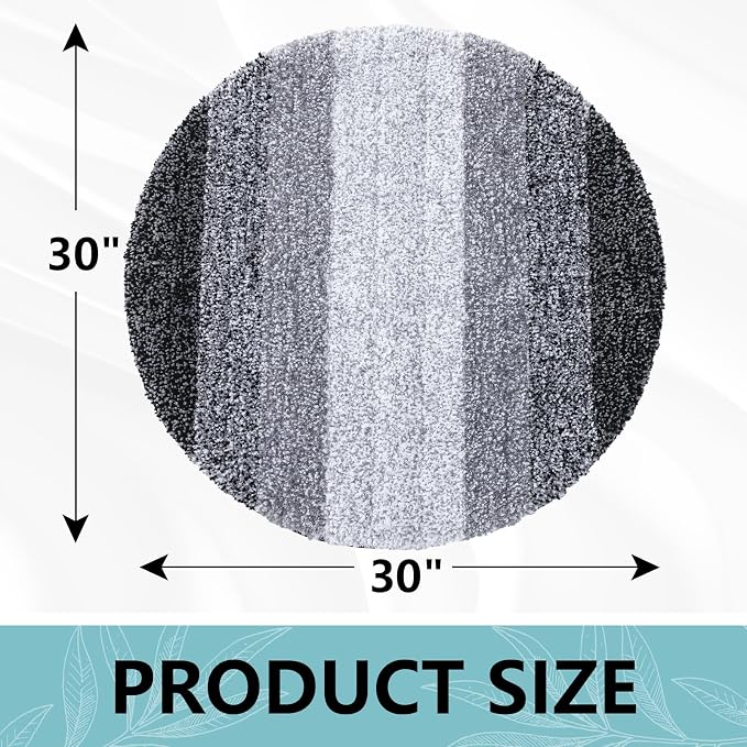 Arotive Microfiber Bathroom Rugs, Shaggy Soft and Absorbent Bath Rug, Thick Plush Machine Washable Dry Bath Mats for Bathroom, Tub and Shower, 30x30, Black, Round