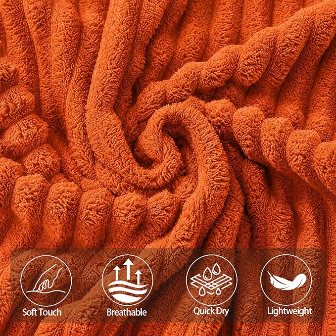 6-Piece Bath Towel Set - Includes 2 Extra Large Bath Sheets (40"x80"), 2 Hand Towels & 2 Washcloths - Premium Microfiber Quick Dry Luxury Towels for Bathroom (Burnt Orange)