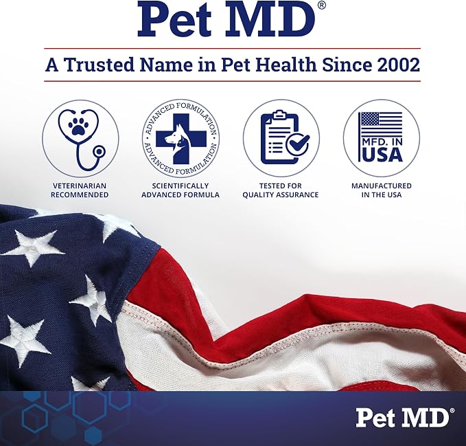 Pet MD Dental Wipes for Dogs Teeth - Fresh Apple & Mint Flavor - 100ct | Dog Teeth Cleaning Wipes to Remove Plaque and Tartar - Promotes Healthy Gums & Fresh Breath for Overall Oral Hygiene